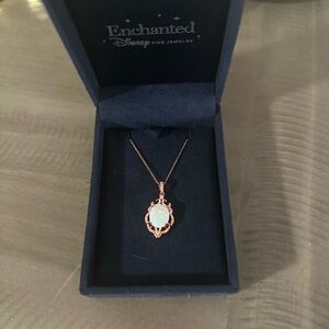 Zales Enchanted Disney Collection Rose Gold Necklace with Opal Pendant